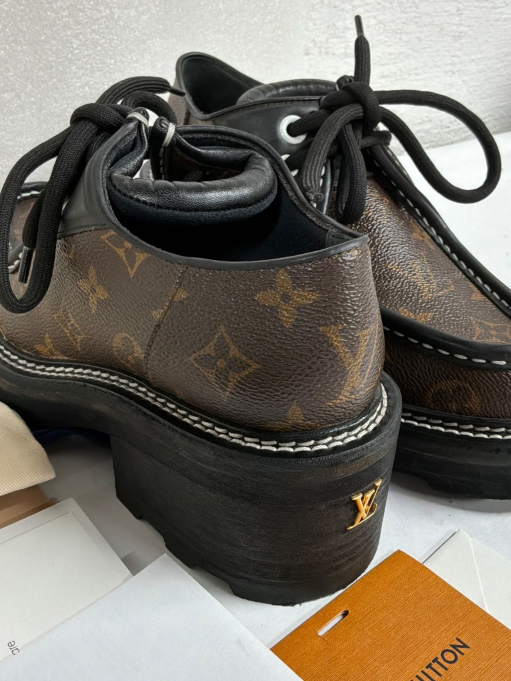 LOUIS VUITON ‎ Beaubourg Platform Derby Chunky Monogram 37.5. Excellent - Picture 6 of 16